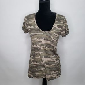 Caslon camo print cotton blend shirt sleeve top